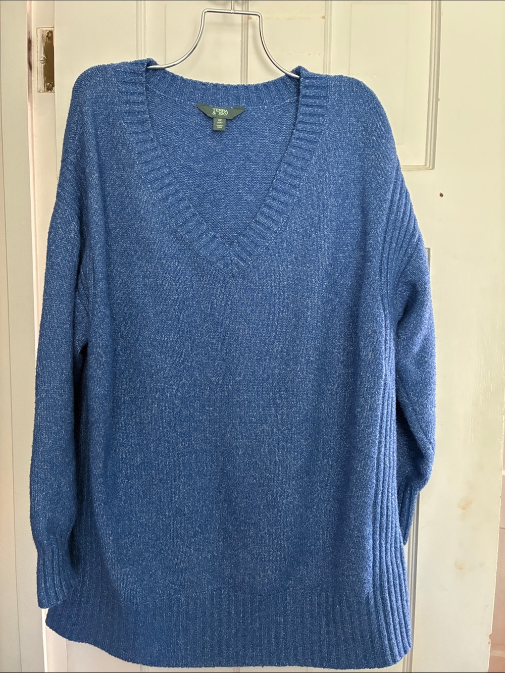 Women’s terra &sky Heathered Blue V-Neck Sweater
